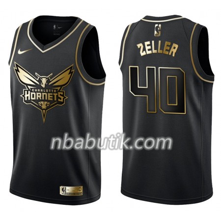 NBA Mænd Trøje Charlotte Hornets Cody Zeller 40 Nike Sort Golden Edition Swingman